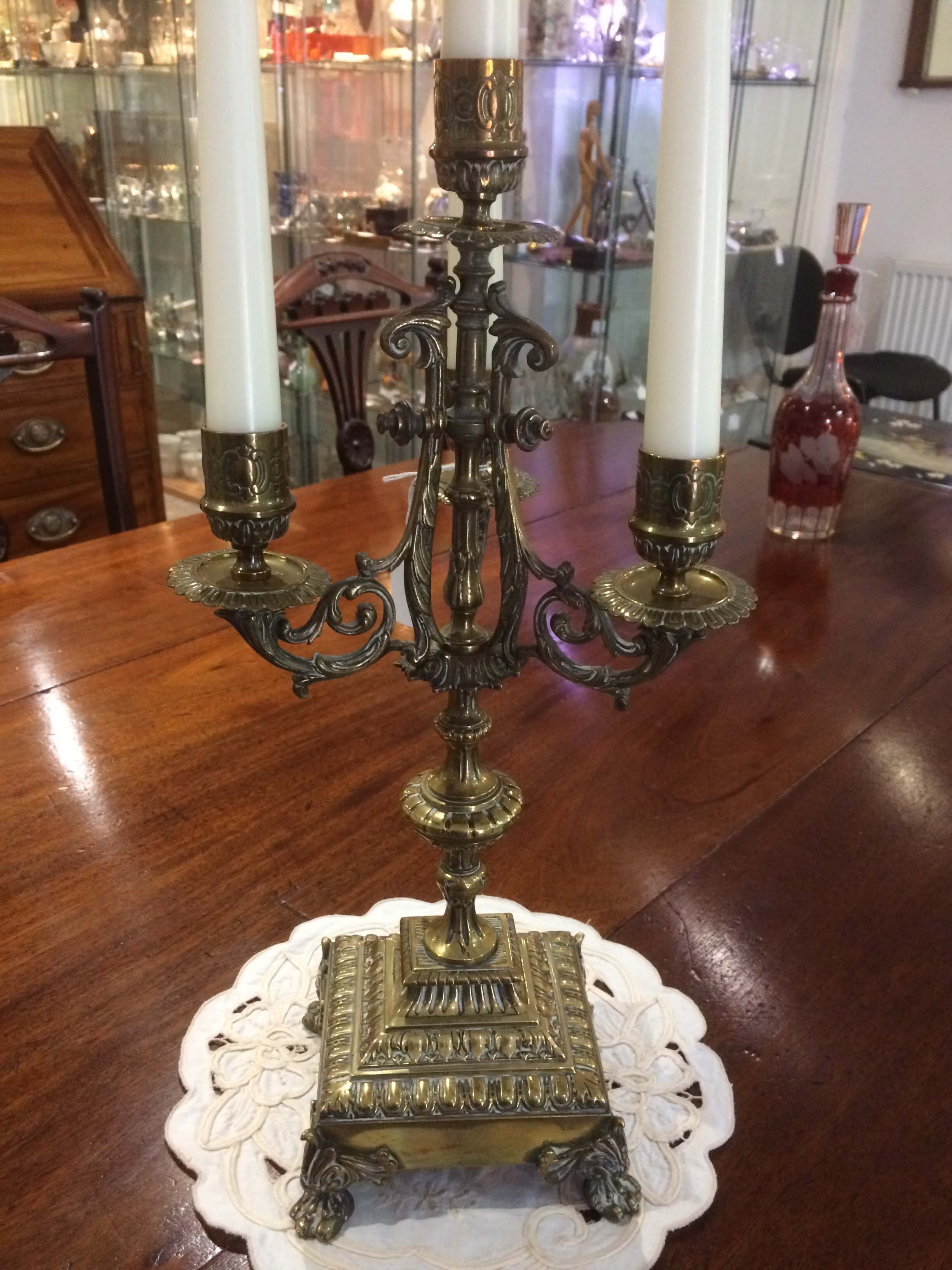 Victorian Paw Foot Brass Candelabra